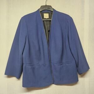 Sejour Blue Textured Knit Zip Front Jacket Women's Plus Size 18W Workwear